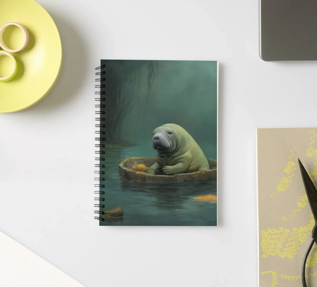 Minimal Manatee 4 spiral notebook by Minimal Animal Art