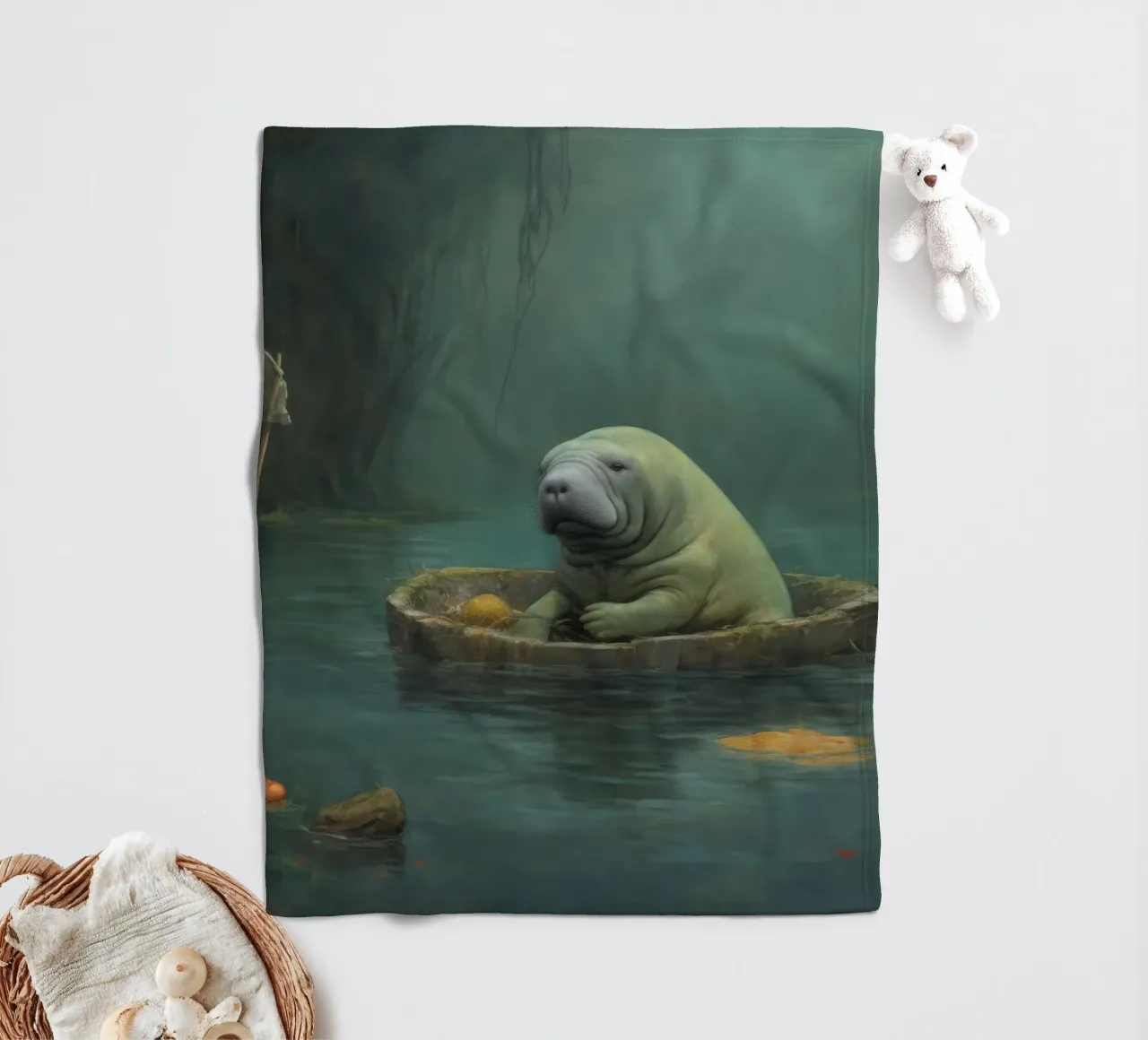 Manatee minimale 4 coperta in pile da Minimal Animal Art