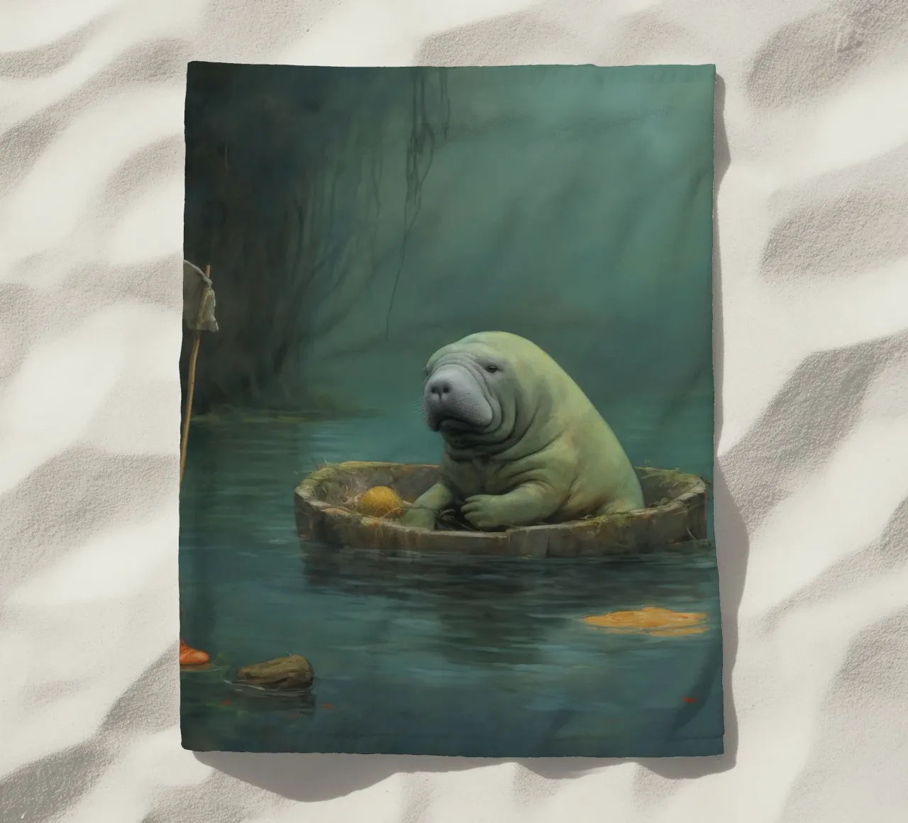 Manatee minimale 4 telo mare da Minimal Animal Art