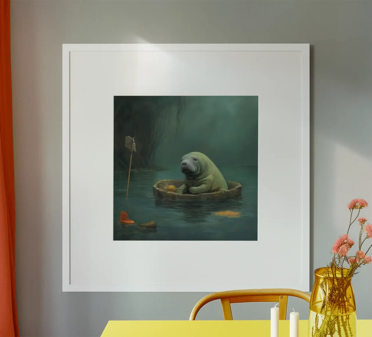 Minimo Manatee poster da Minimal Animal Art