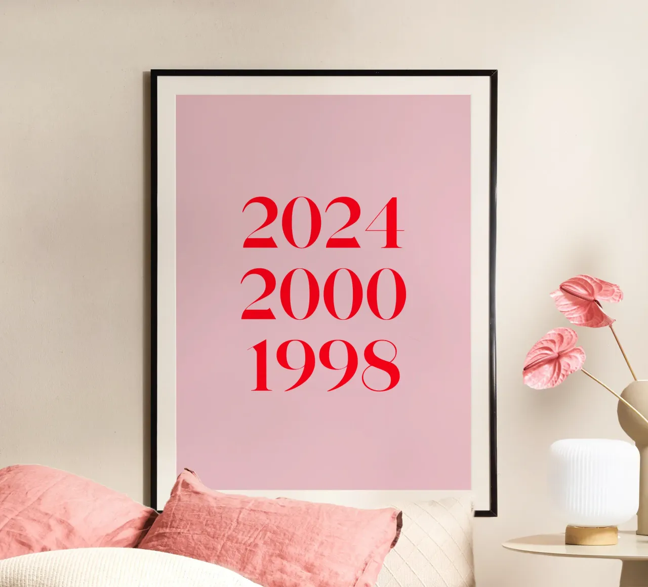 Geburtsjahre Familie Rosa Rot poster con telaio in alluminio da WORTSPIEL