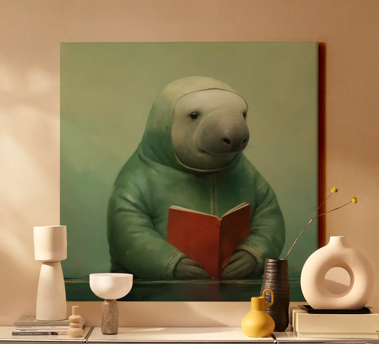 Manatee minimo 1 tela da Minimal Animal Art