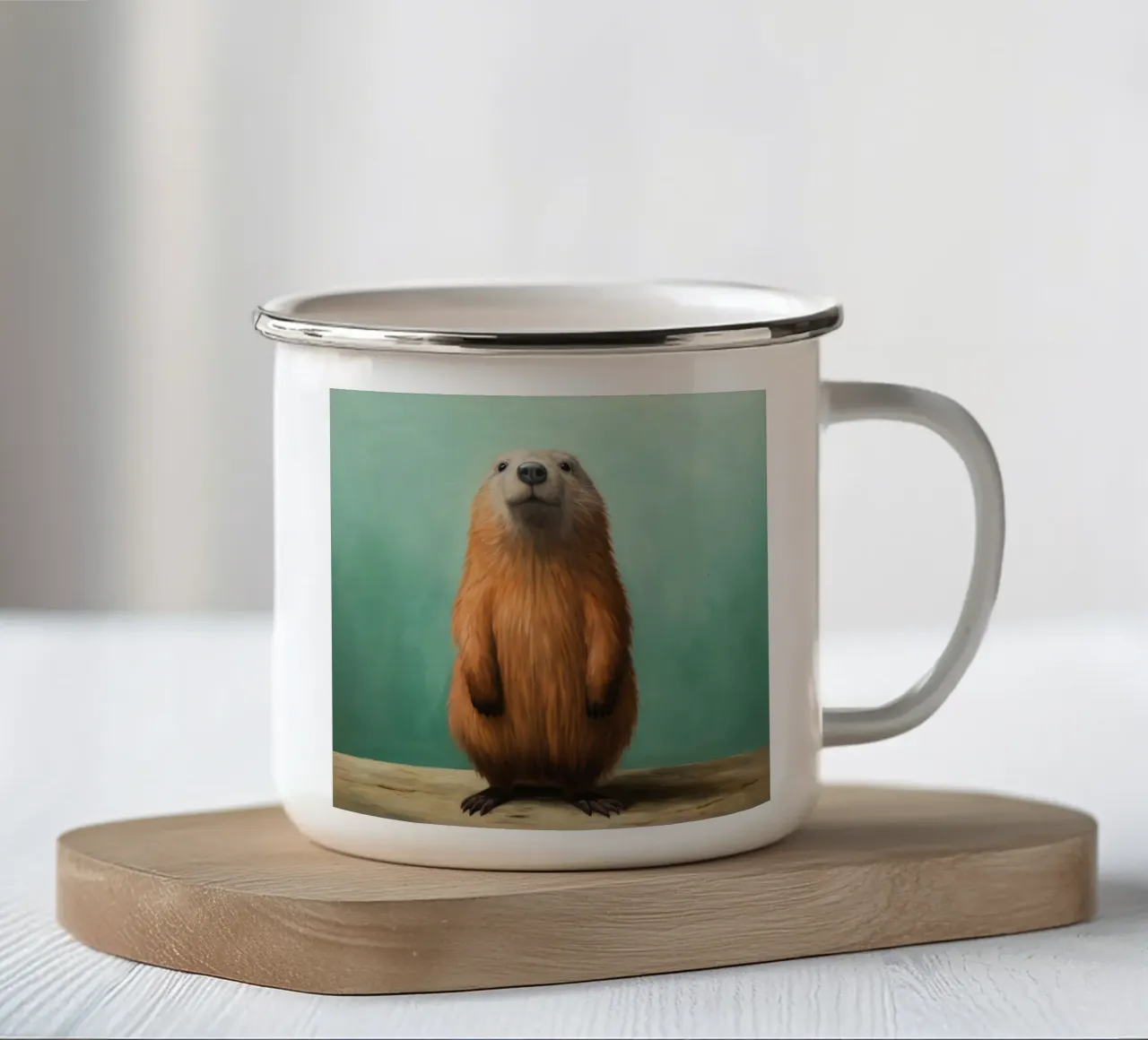 Marmotta minima 2 tazza in smalto da Minimal Animal Art