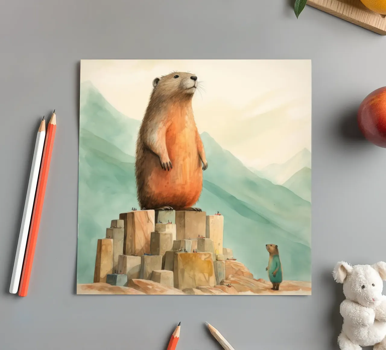 Minimal Marmot 3 sticker sheet by Minimal Animal Art