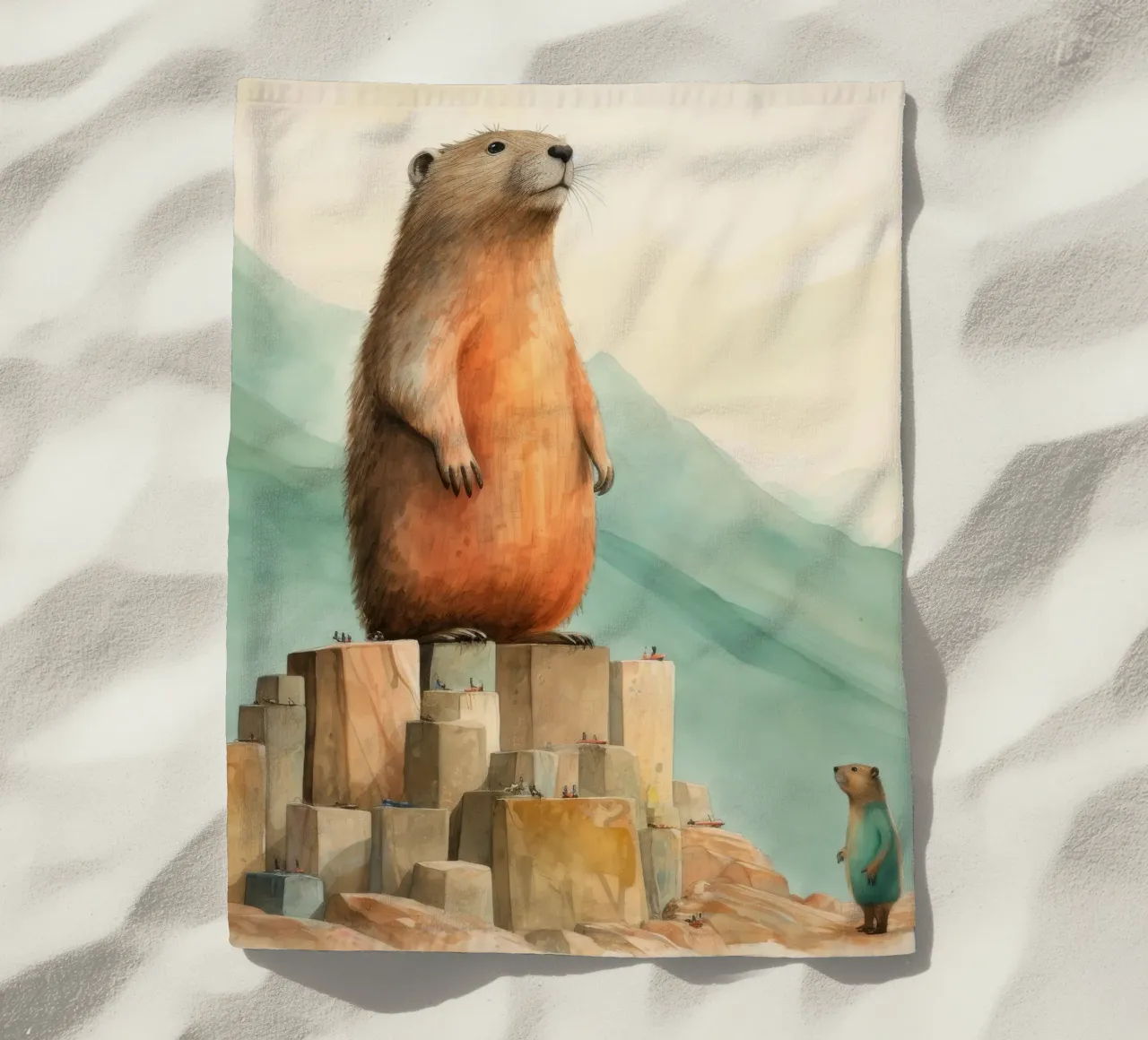 Marmotta minimale 3 telo mare da Minimal Animal Art