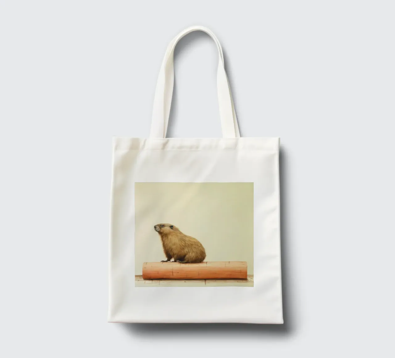 Minimale Marmot 1 jute draagtas van Minimal Animal Art