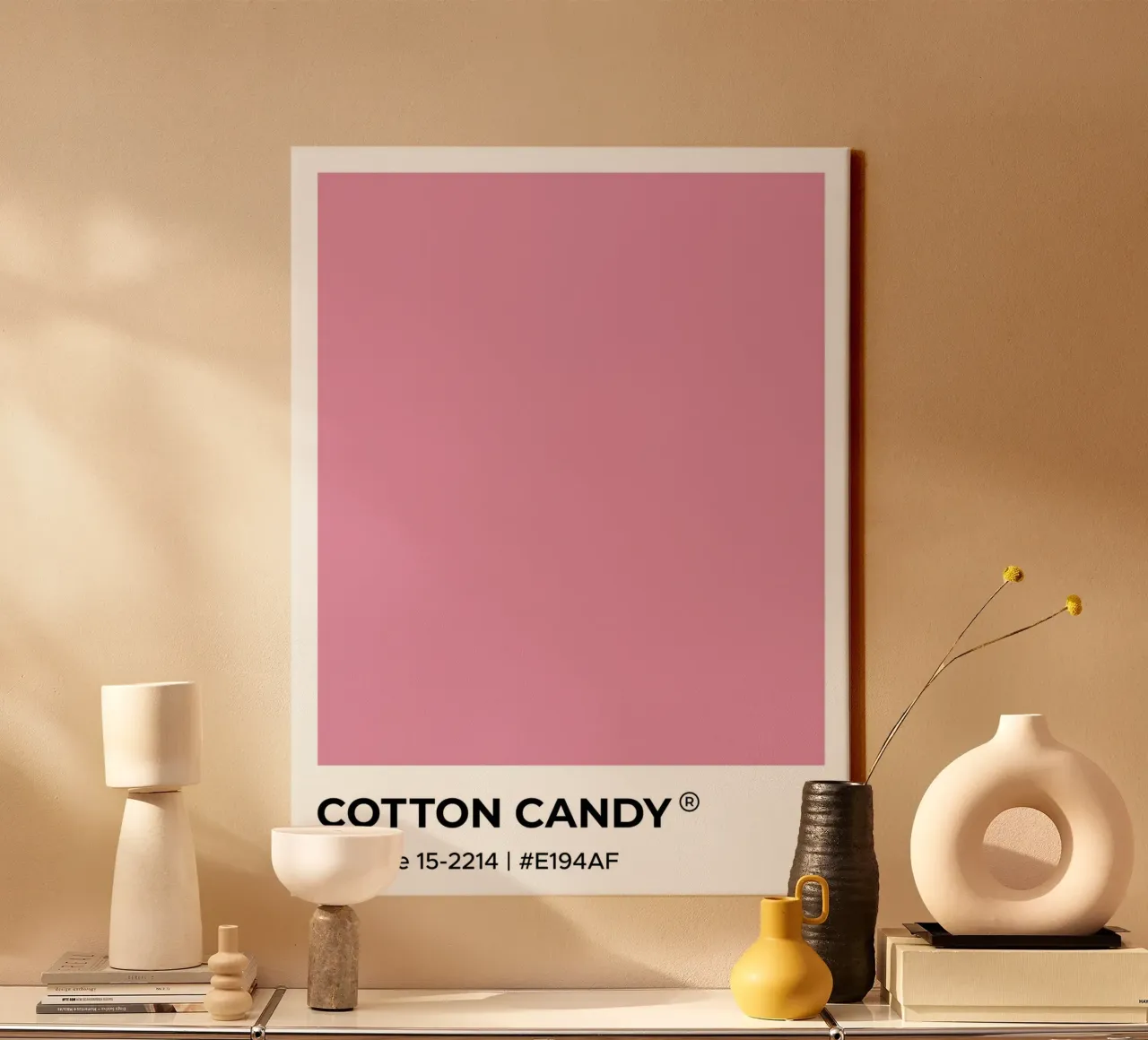 Algodón de azúcar Pantone lienzo con Marco flotante de Paigaam Studio