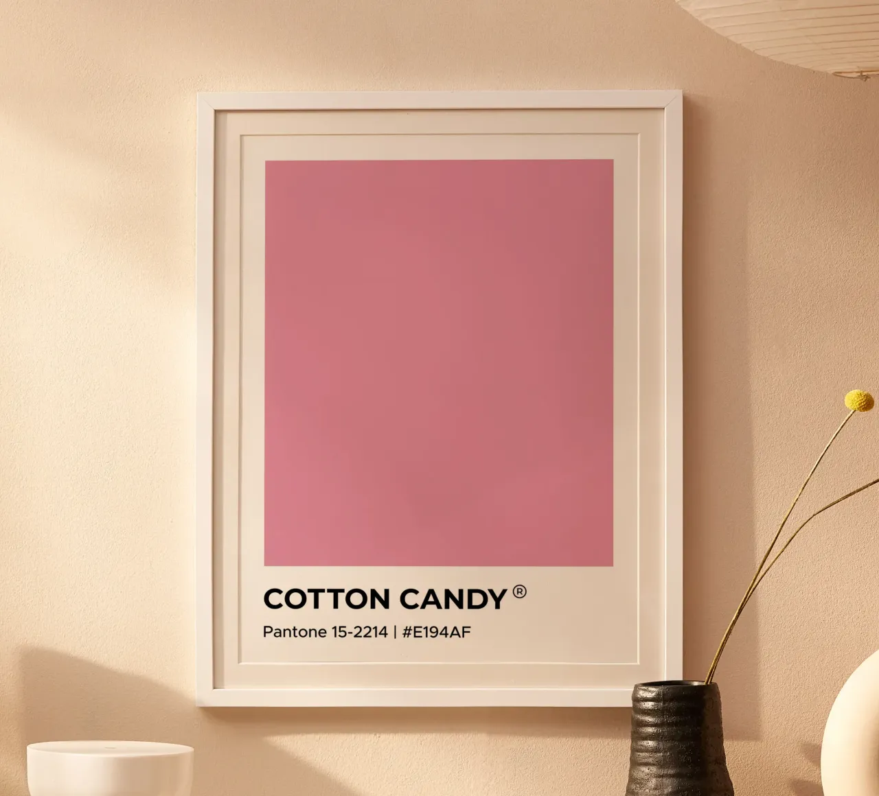 Zucchero filato Pantone poster con telaio in alluminio da Paigaam Studio
