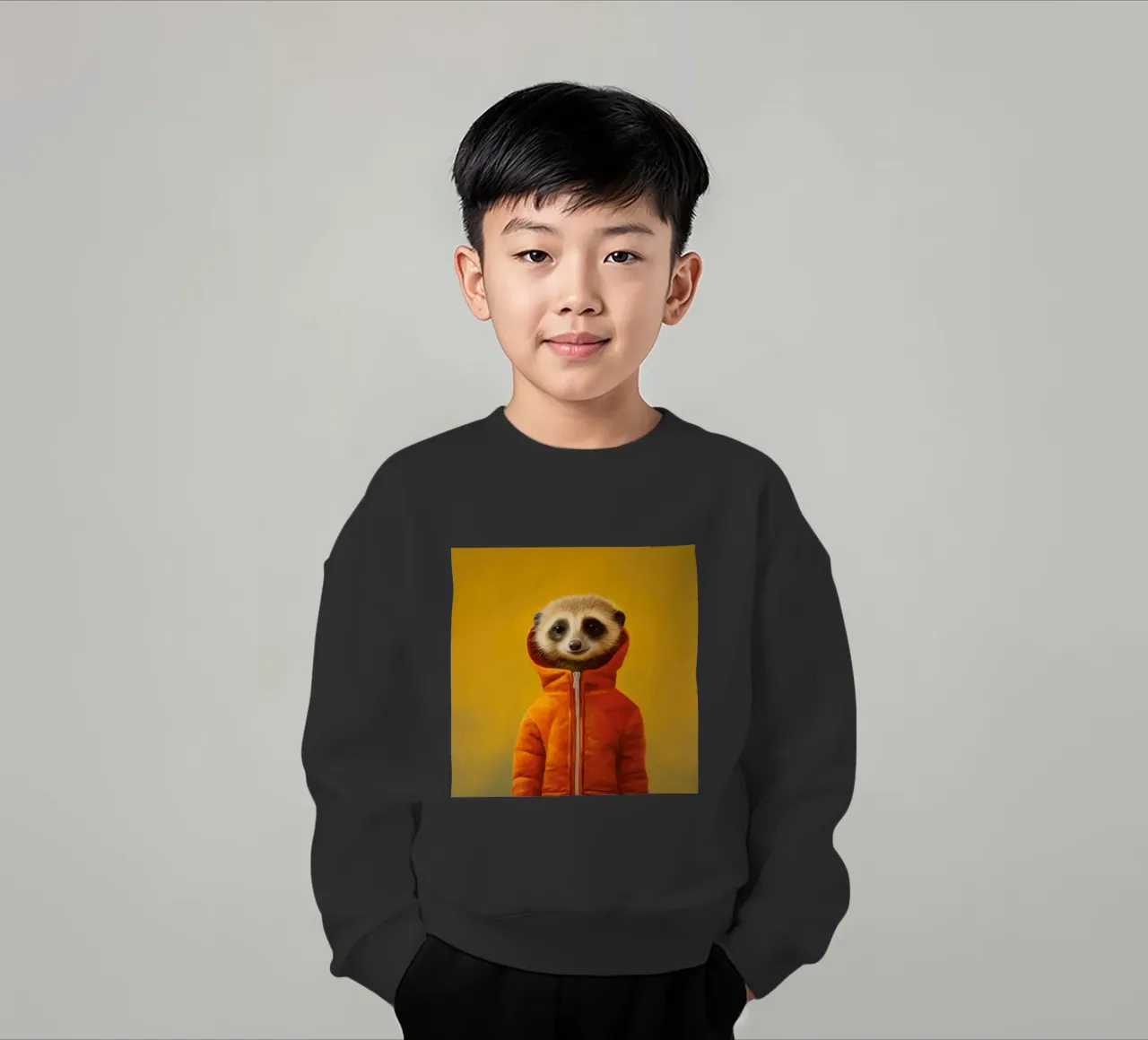 Meerkat minimo 3 felpa bambino da Minimal Animal Art