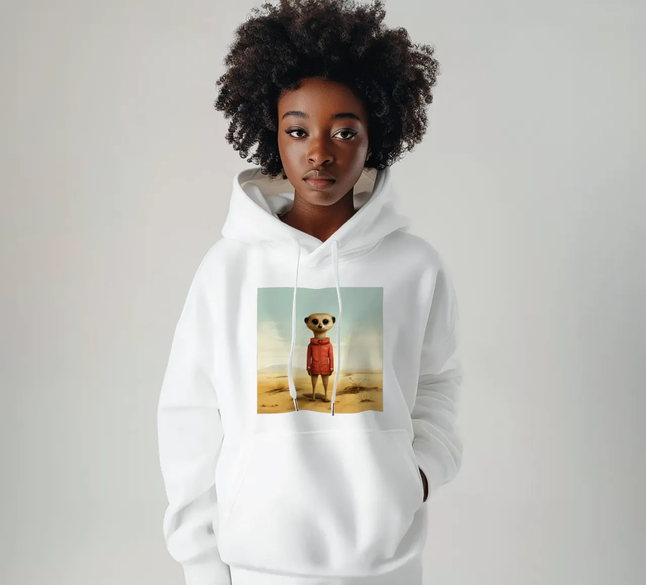 Meerkat minimo 4 felpa con cappuccio da Minimal Animal Art