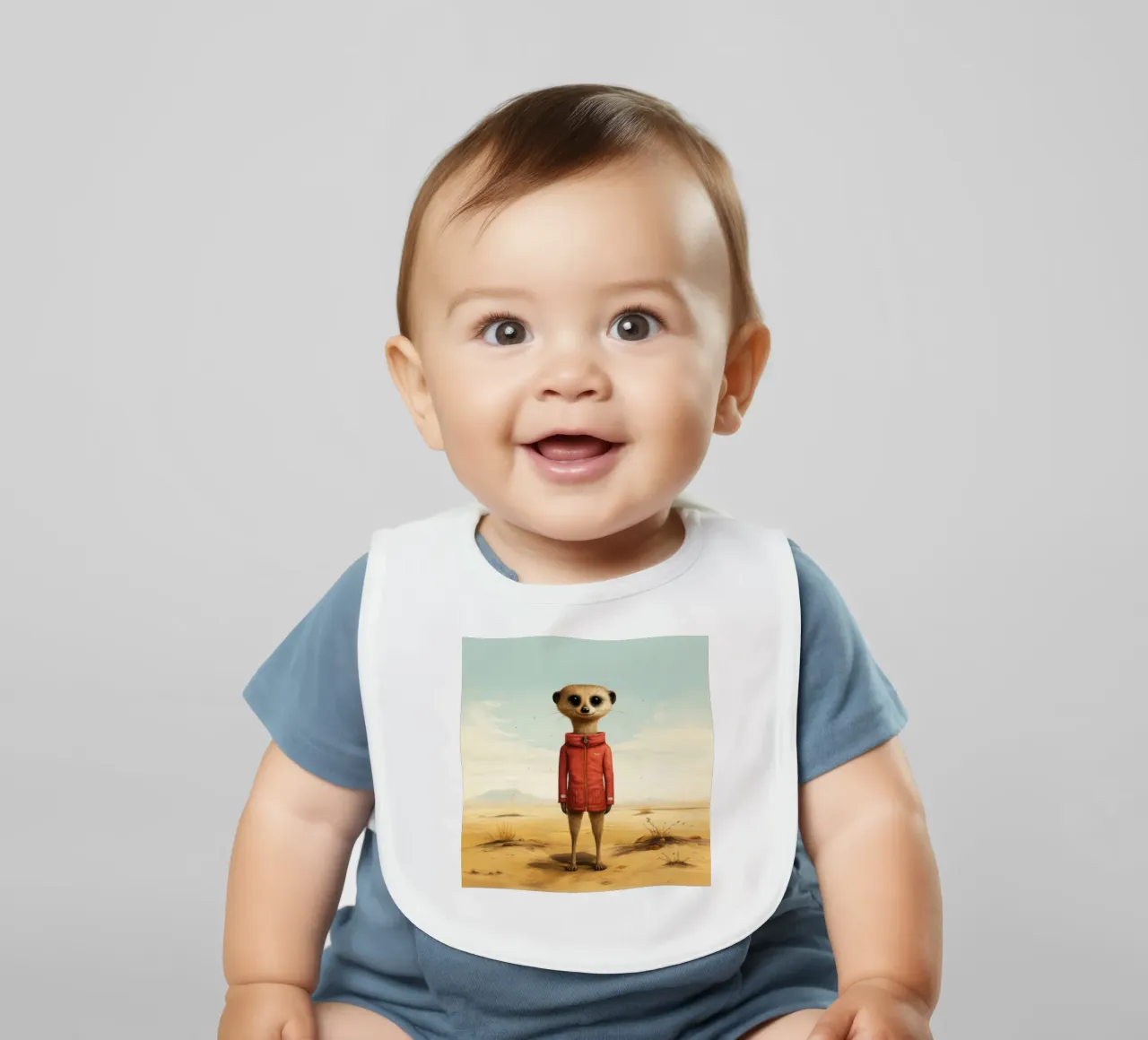 Meerkat minimo 4 bavaglino da Minimal Animal Art