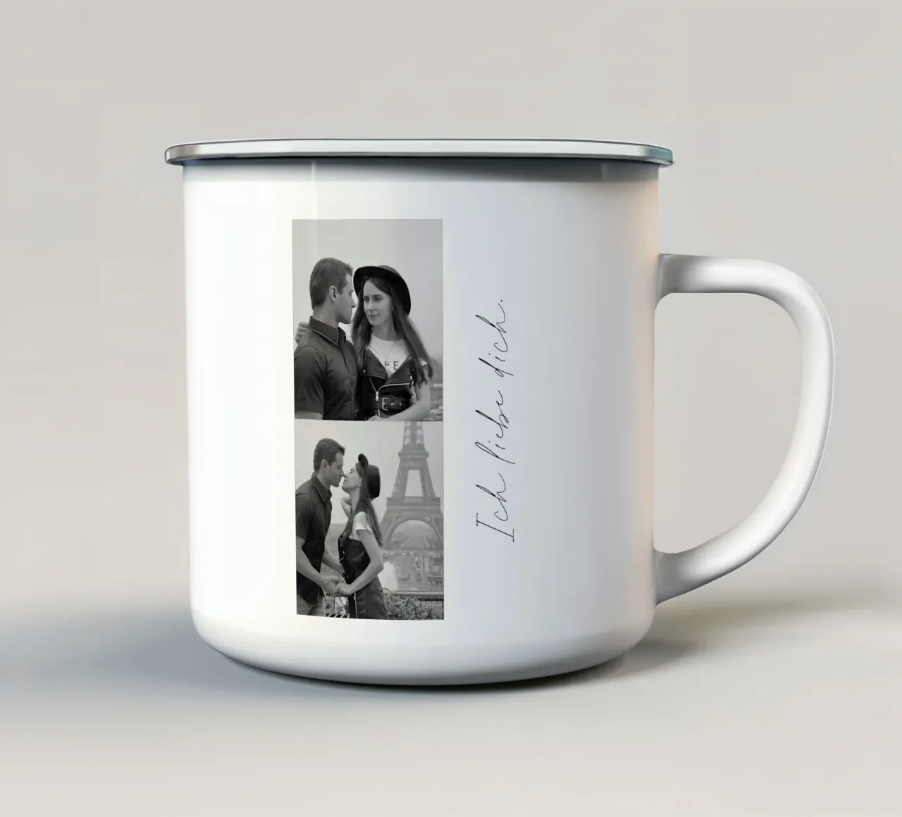 Ich liebe dich Fotocollage tazza in smalto da WORTSPIEL