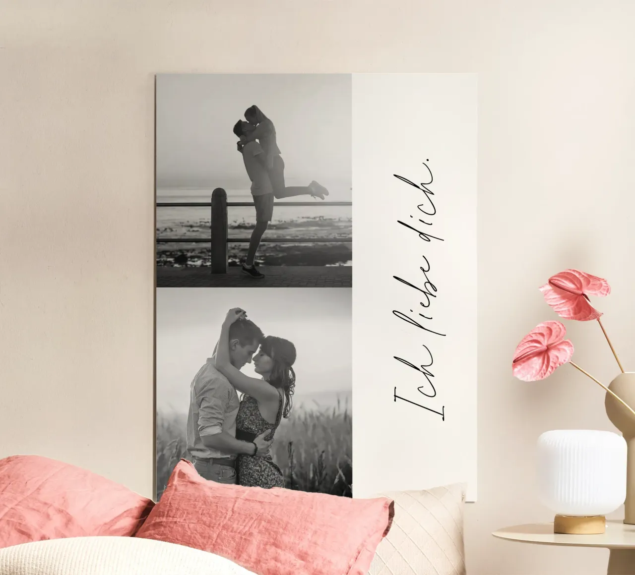 Ich liebe dich Fotocollage poster con telaio in legno da WORTSPIEL