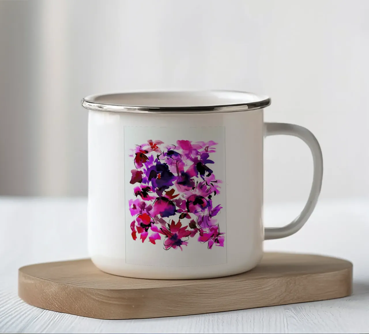 Sara Pink Floral tazza in smalto da Amy Sia