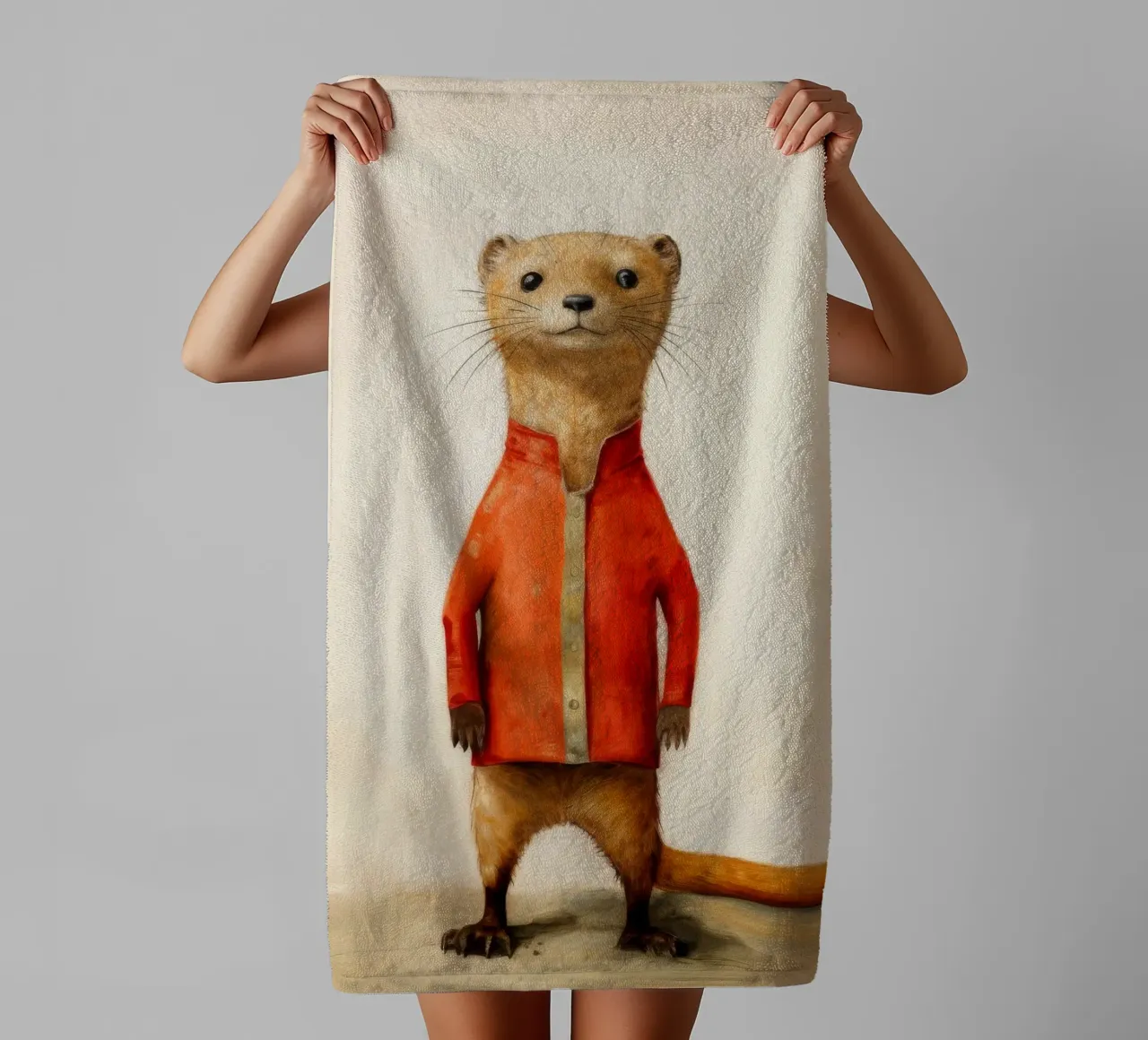 Minimal Mongoose 2 towel by Minimal Animal Art