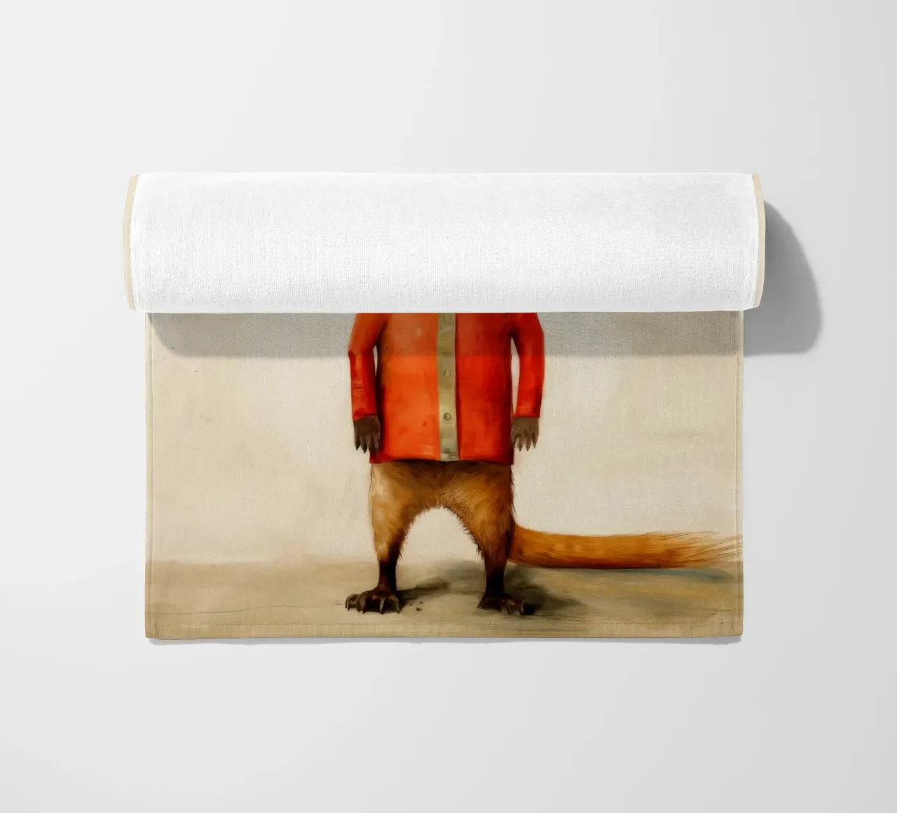 Minimal Mongoose 2 beach towel by Minimal Animal Art