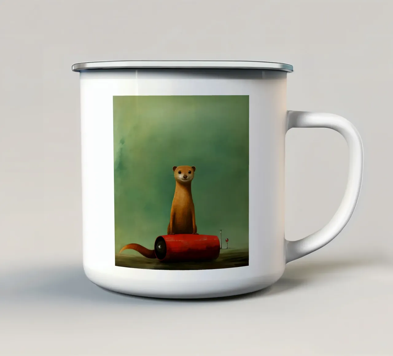 Mangusta minimale 3 tazza in smalto da Minimal Animal Art
