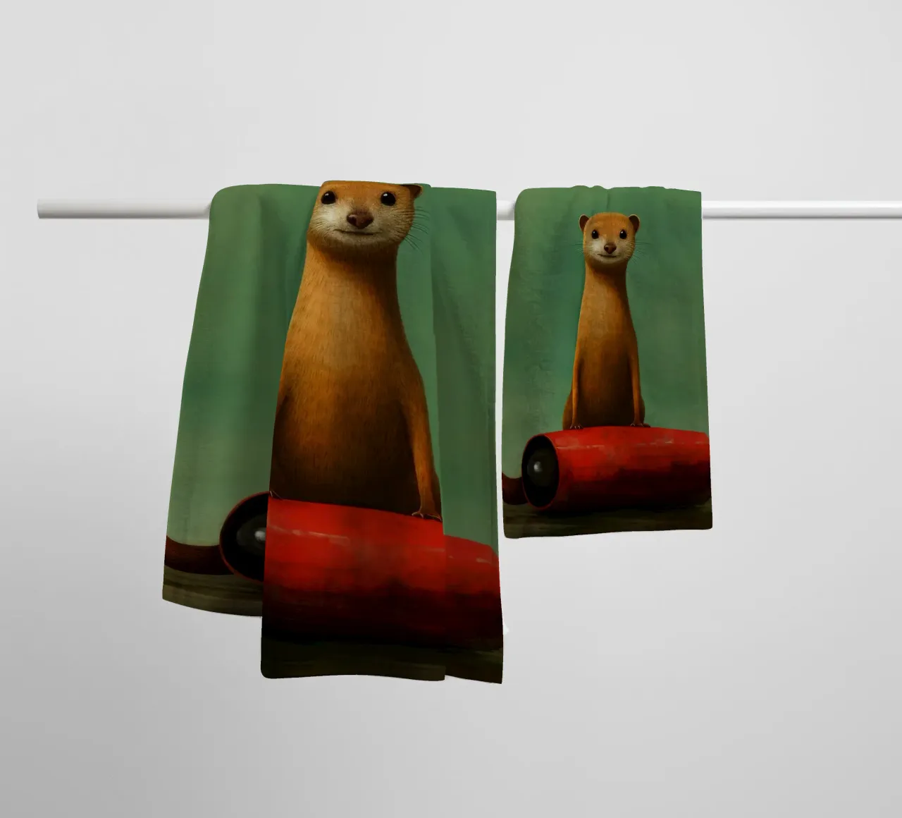 Minimal Mongoose 3 towel by Minimal Animal Art