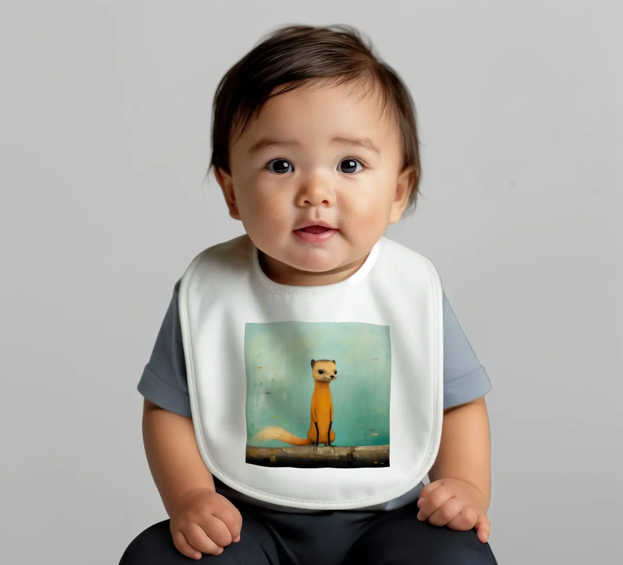 Minimal Mongoose 4 Babylätzchen von Minimal Animal Art