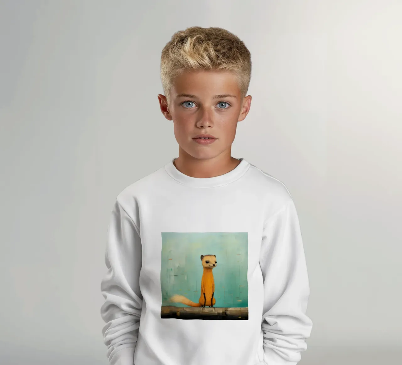 Mangusta minimale 4 felpa bambino da Minimal Animal Art