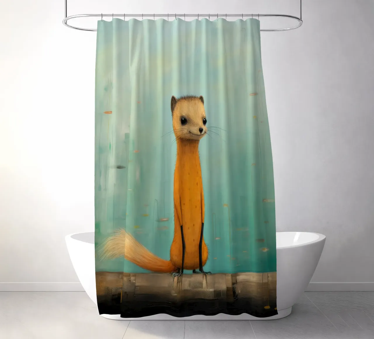 Minimal Mongoose 4 Duschvorhang von Minimal Animal Art