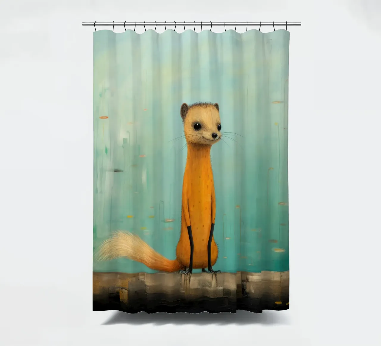 Minimal Mongoose 4 Duschvorhang von Minimal Animal Art