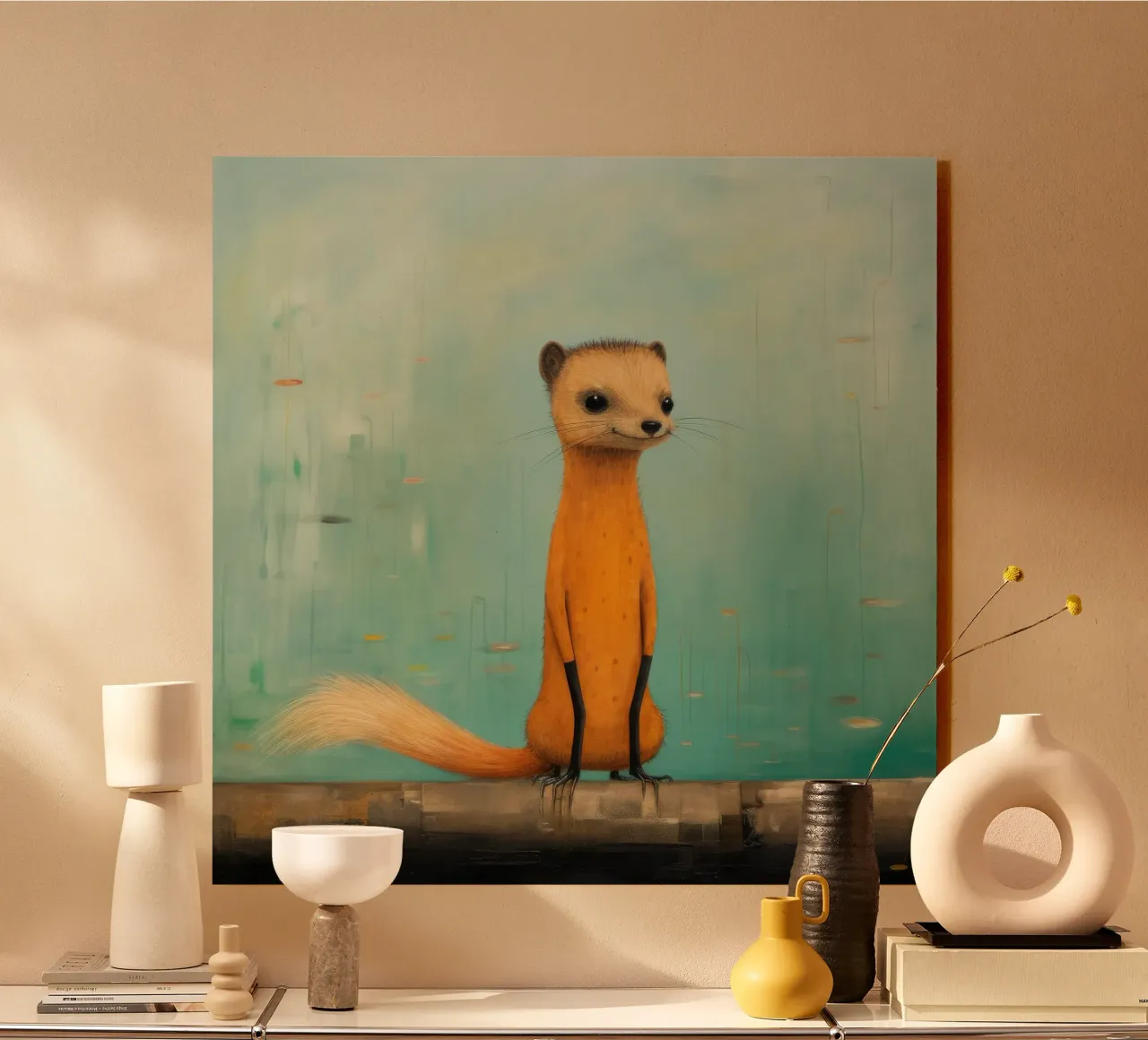 Minimal Mongoose 4 alu-dibond by Minimal Animal Art