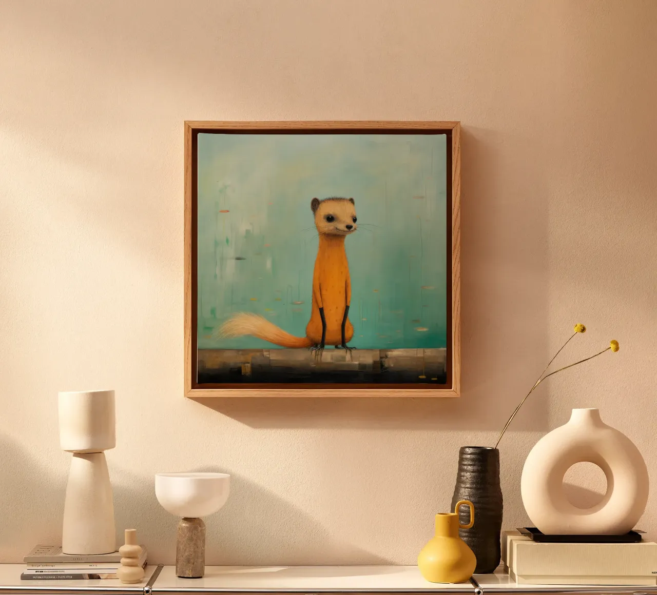 Minimal Mongoose 4 canvas by Minimal Animal Art