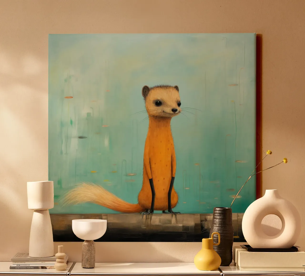 Minimal Mongoose 4 canvas by Minimal Animal Art