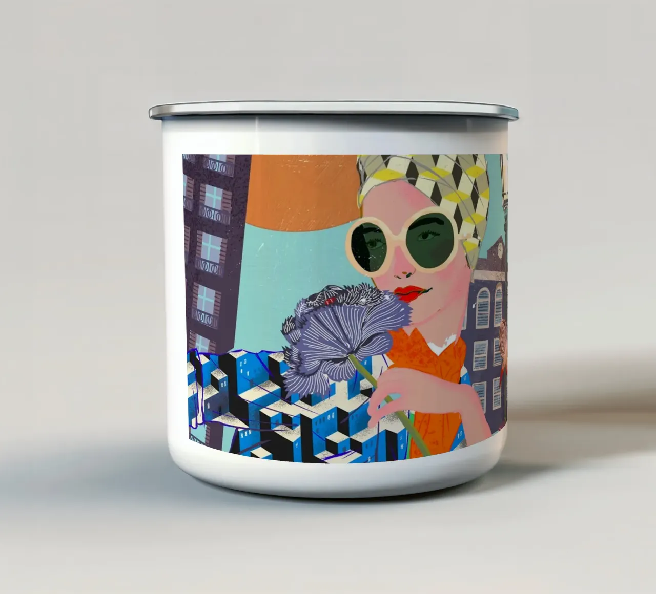 Buenos días taza de esmalte de Kateřina Bažantová