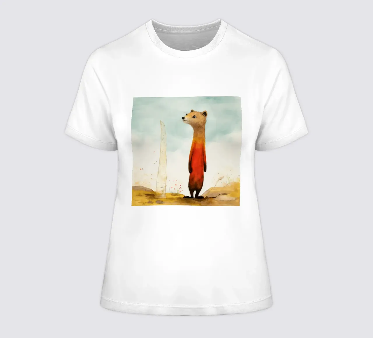 Minimal Mongoose 1 women's fitted t-shirt by Minimal Animal Art