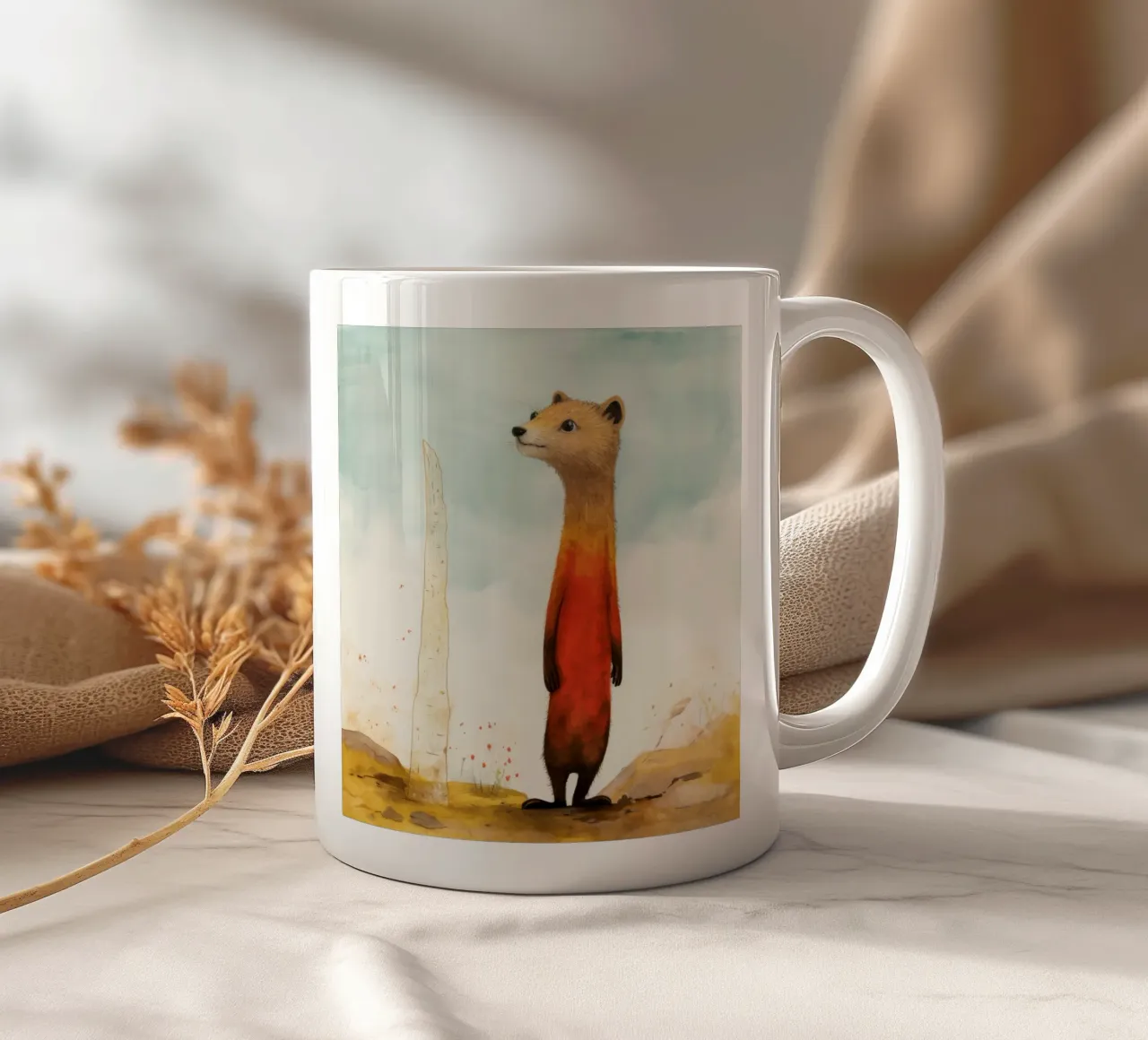 Mangusta minima 1 tazza in ceramica da Minimal Animal Art