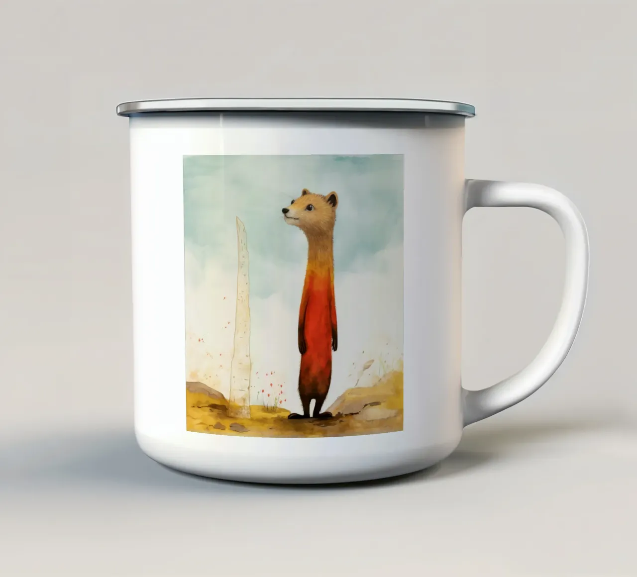 Mangusta minima 1 tazza in smalto da Minimal Animal Art