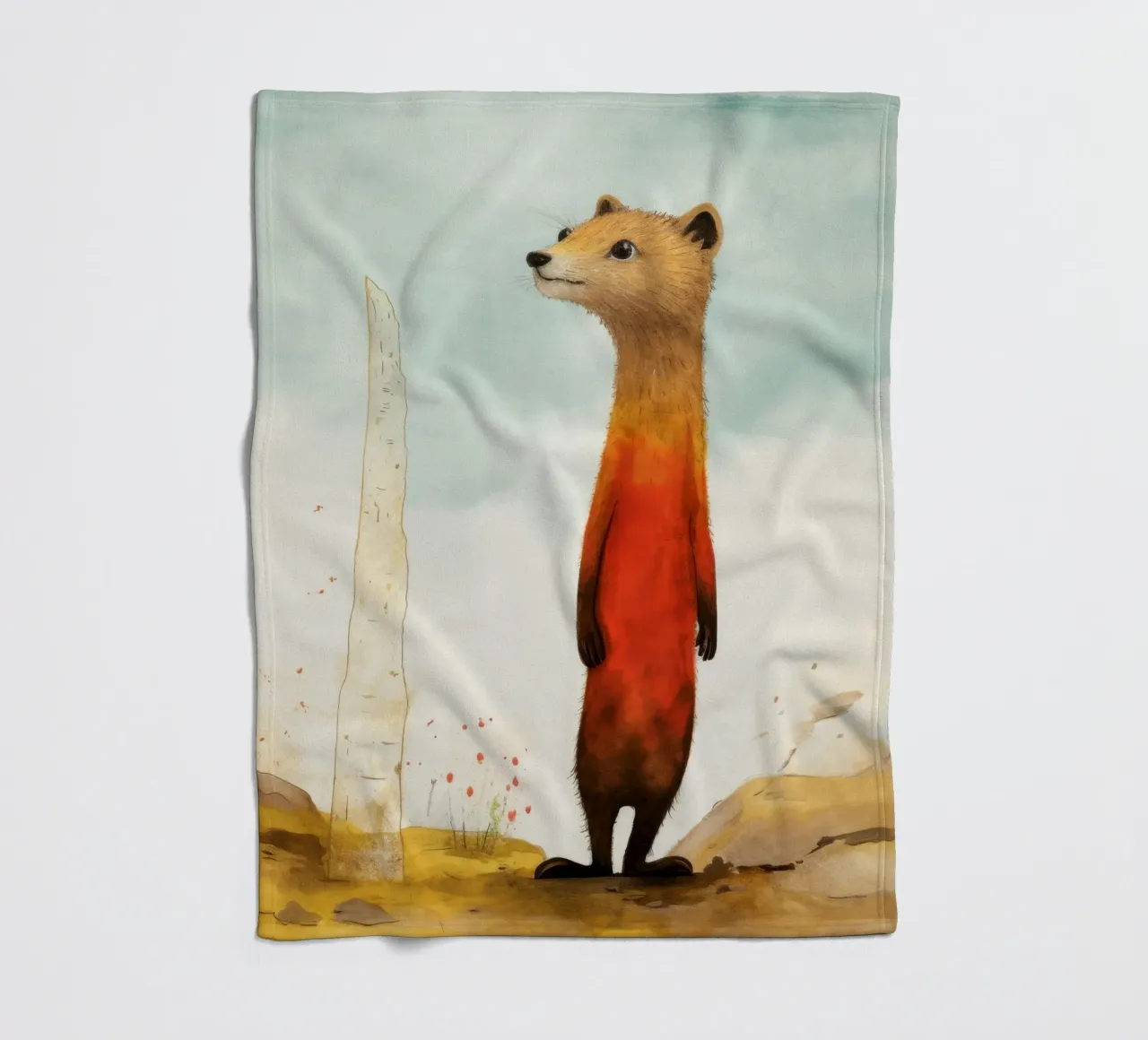 Minimal Mongoose 1 Fleecedecke von Minimal Animal Art