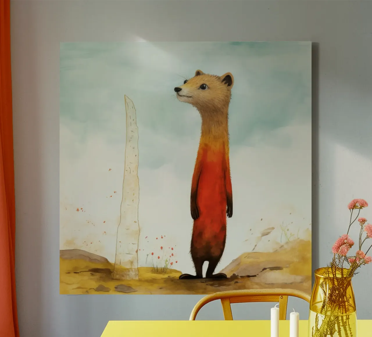 Minimal Mongoose 1 canvas by Minimal Animal Art