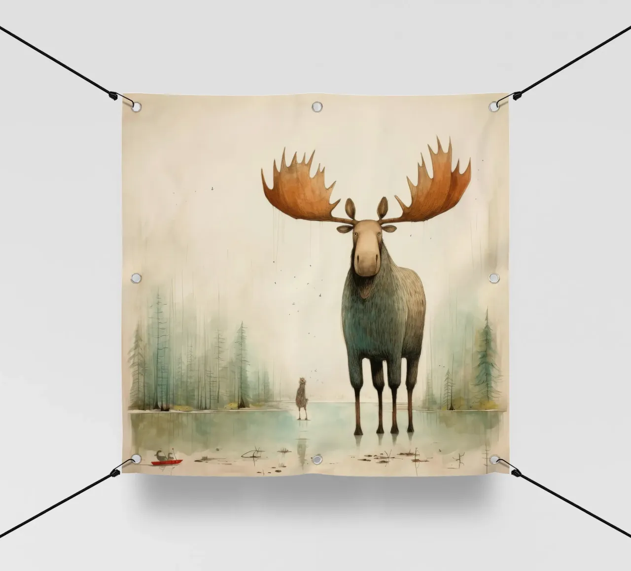 Alce Minimo 2 telo in pvc da Minimal Animal Art