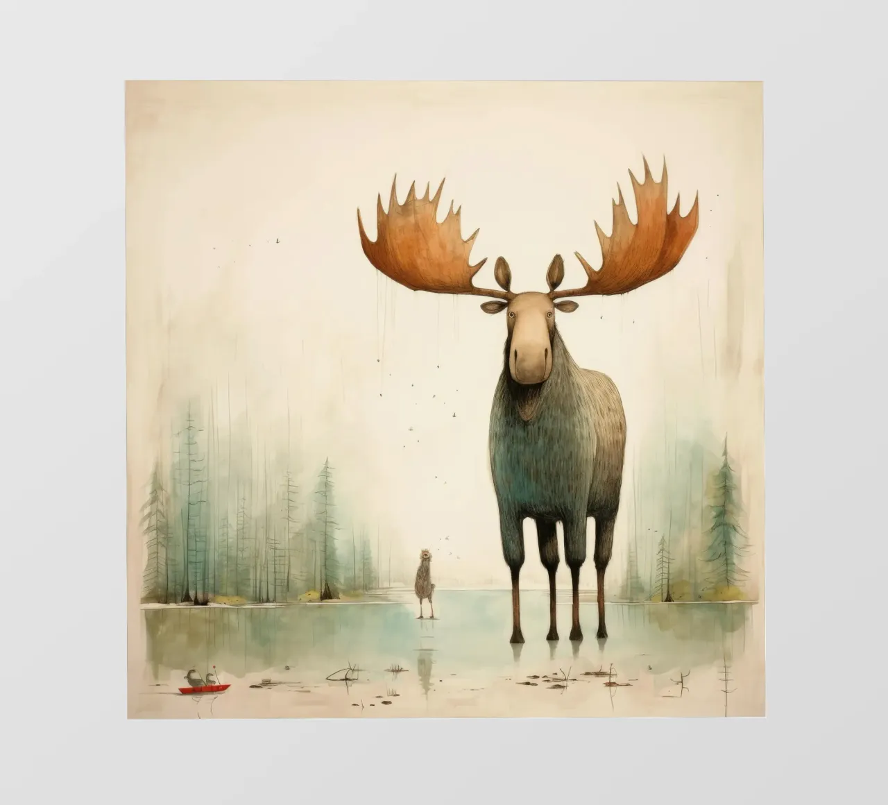 Alce Minimo 2 telo in pvc da Minimal Animal Art