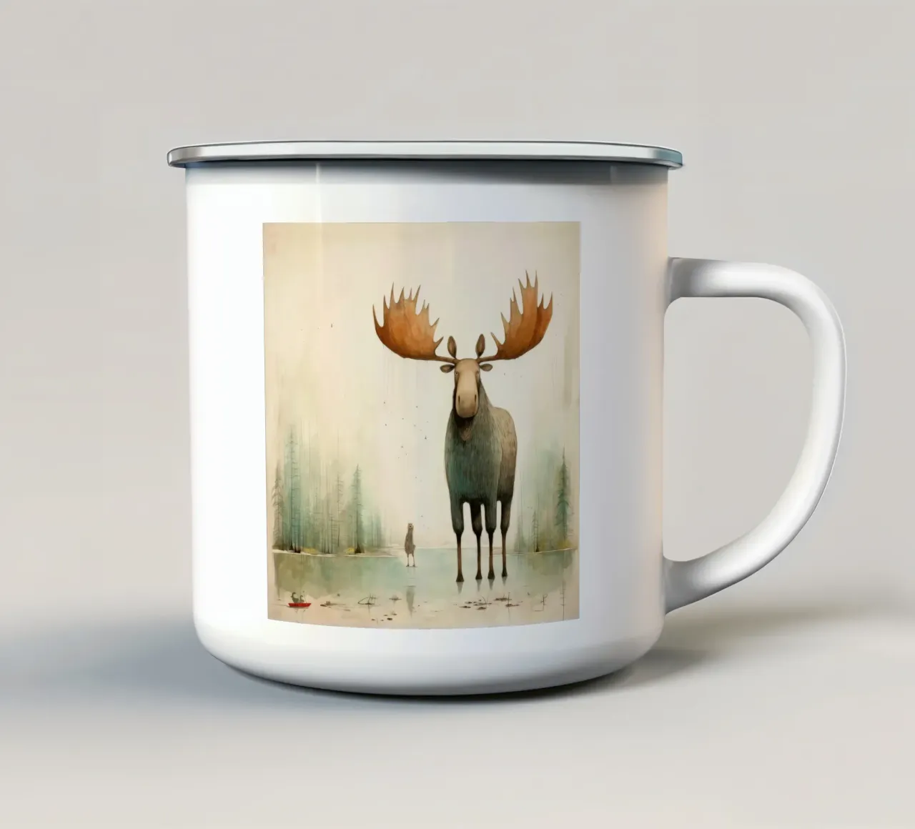 Alce Minimo 2 tazza in smalto da Minimal Animal Art