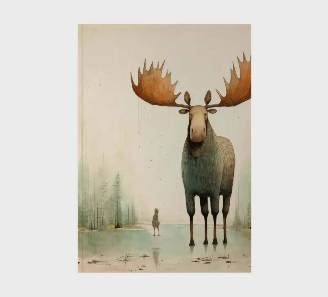 Minimal Moose 2 notebook by Minimal Animal Art