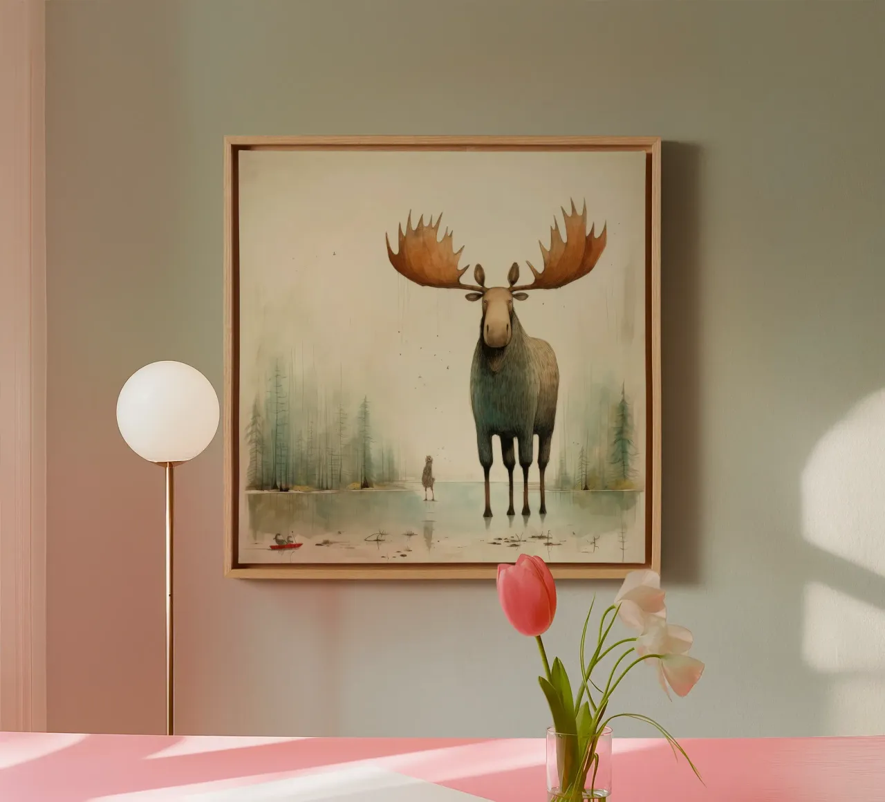 Minimal Moose 2 canvas by Minimal Animal Art
