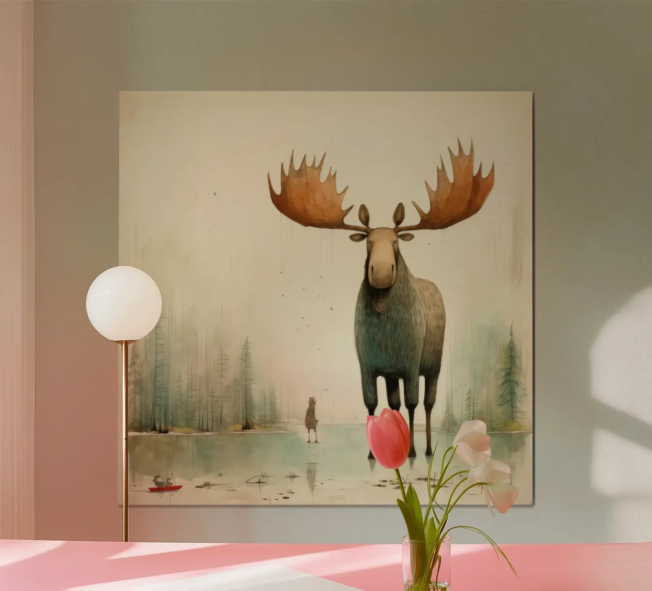 Minimo Moose poster da Minimal Animal Art