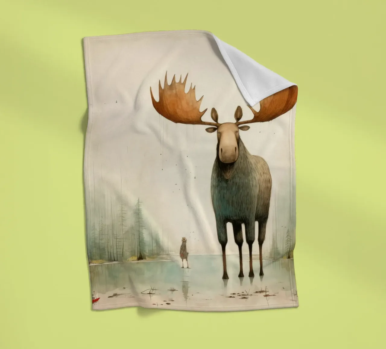 Alce Minimo 2 coperta in pile da Minimal Animal Art