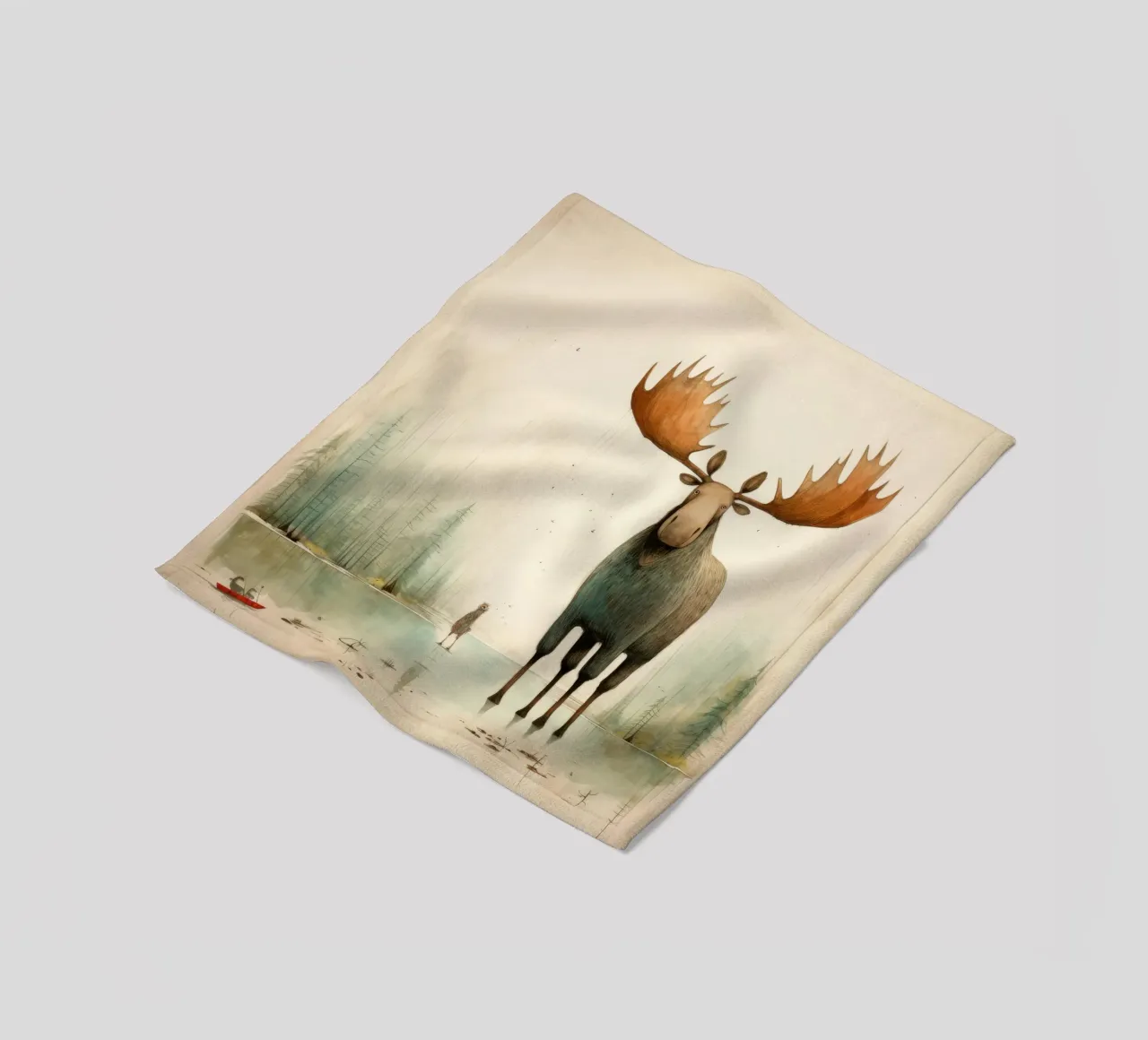 Alce Minimo 2 coperta in pile da Minimal Animal Art