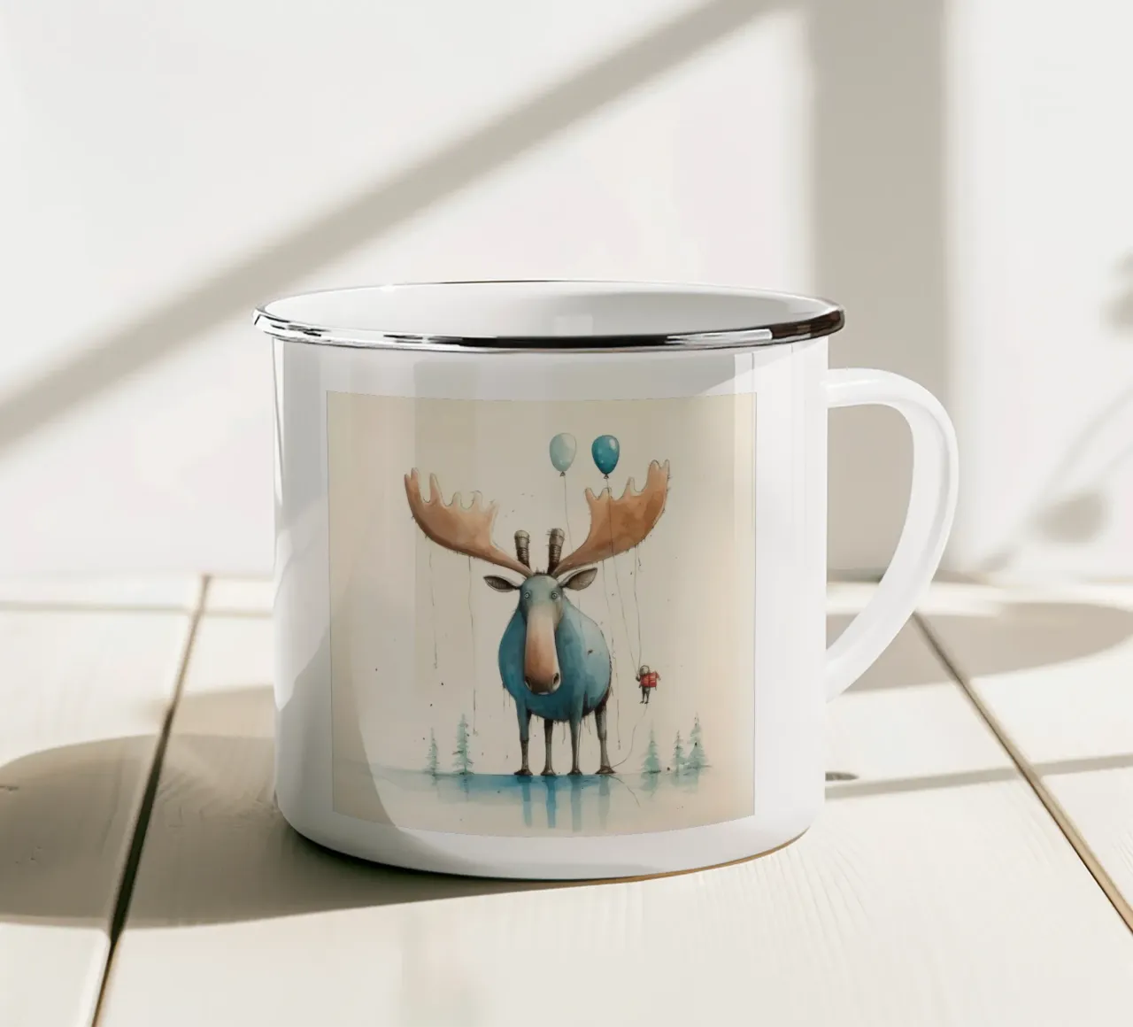 Alce Minimo 3 tazza in smalto da Minimal Animal Art