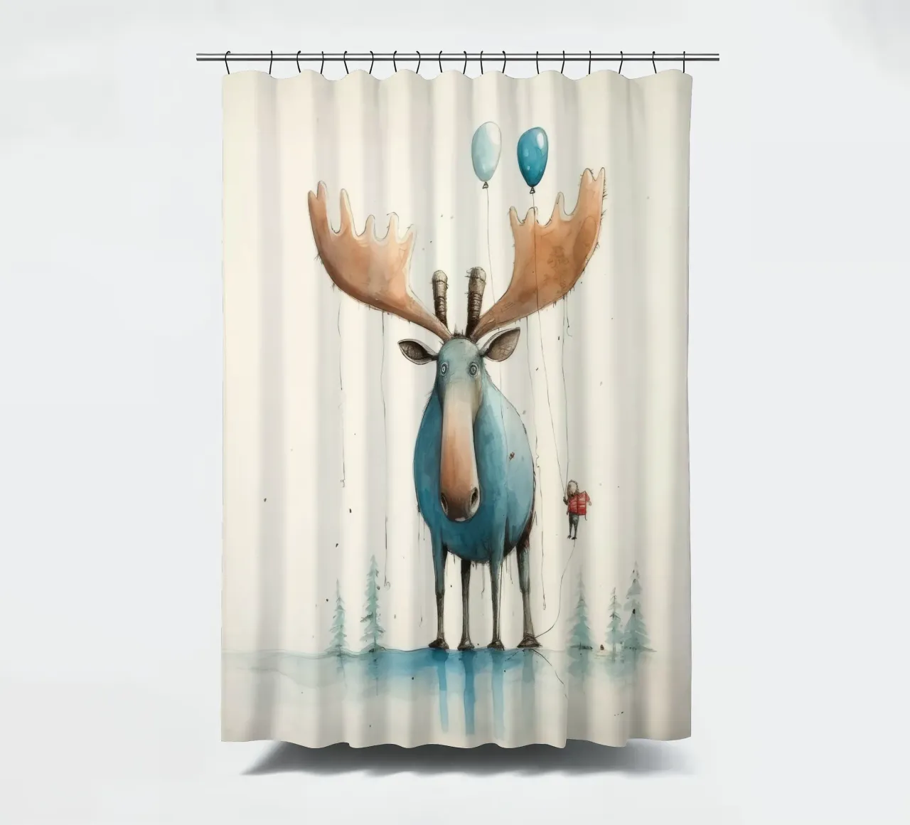 Alce Minimo 3 tenda da doccia da Minimal Animal Art