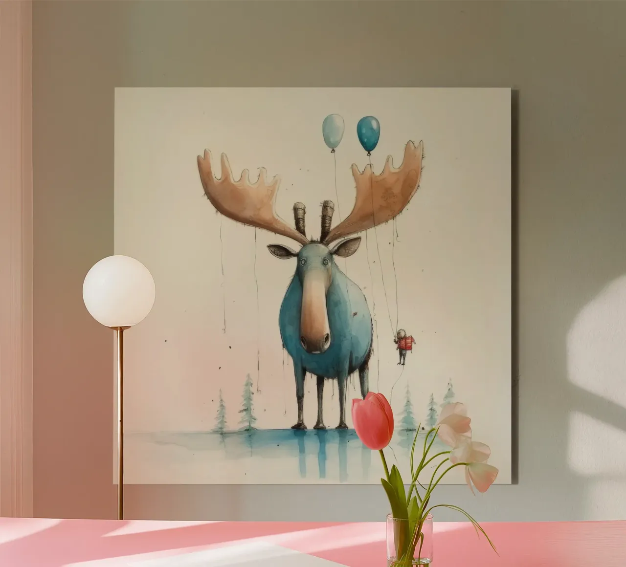 Alce Minimo 3 alluminio dibond da Minimal Animal Art