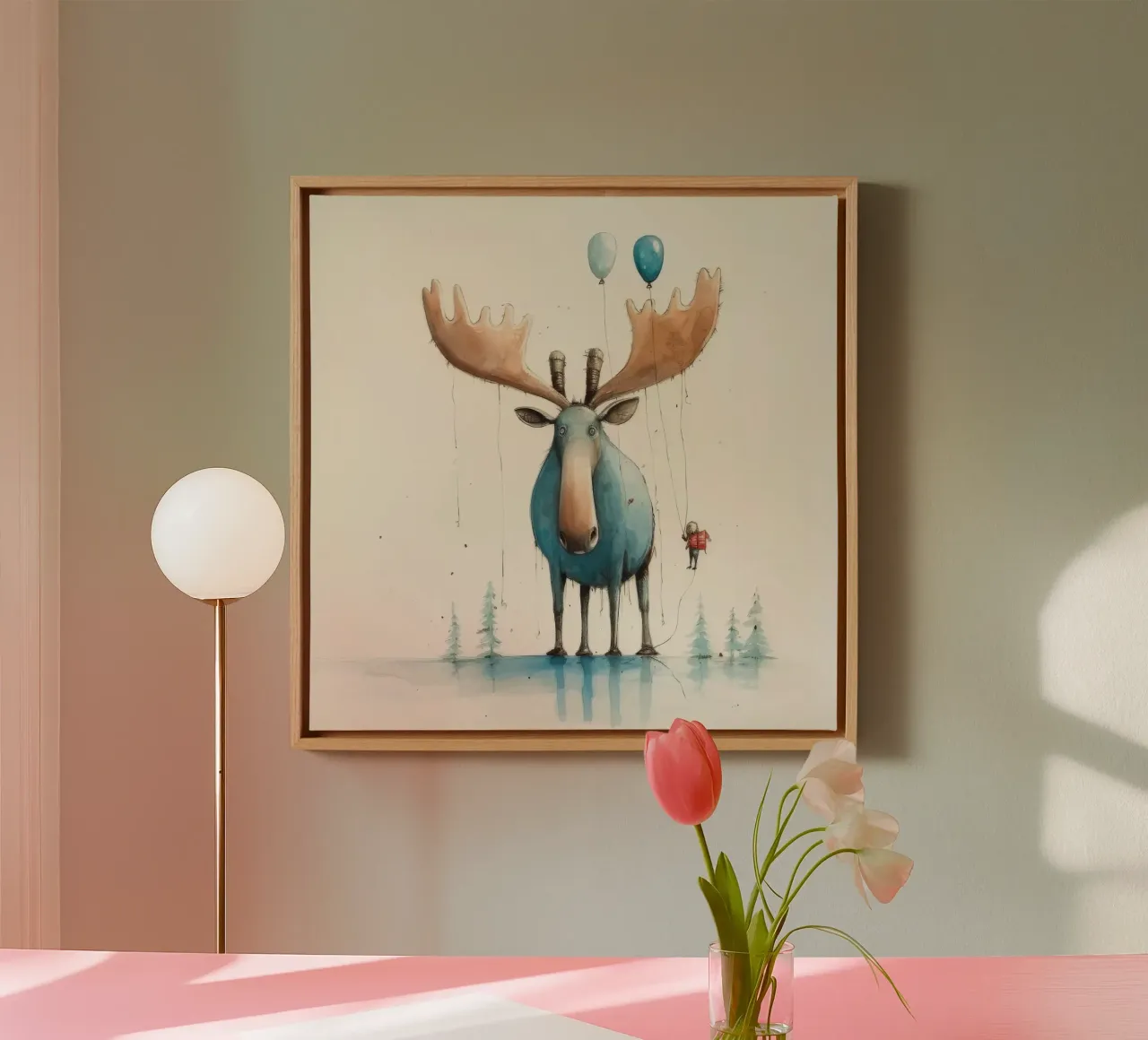 Alce Minimo 3 tela da Minimal Animal Art