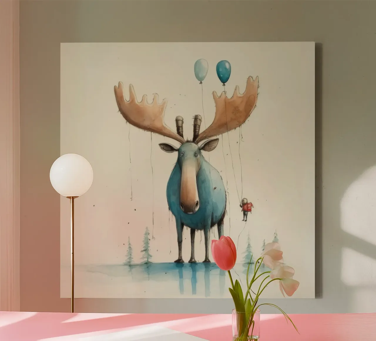 Alce Minimo 3 tela da Minimal Animal Art