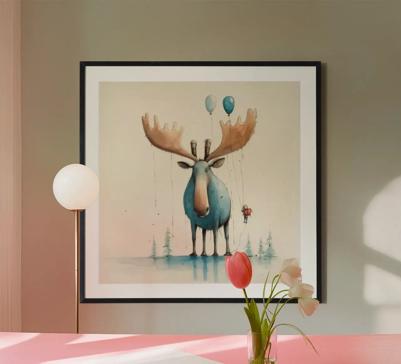 Minimo Moose poster da Minimal Animal Art