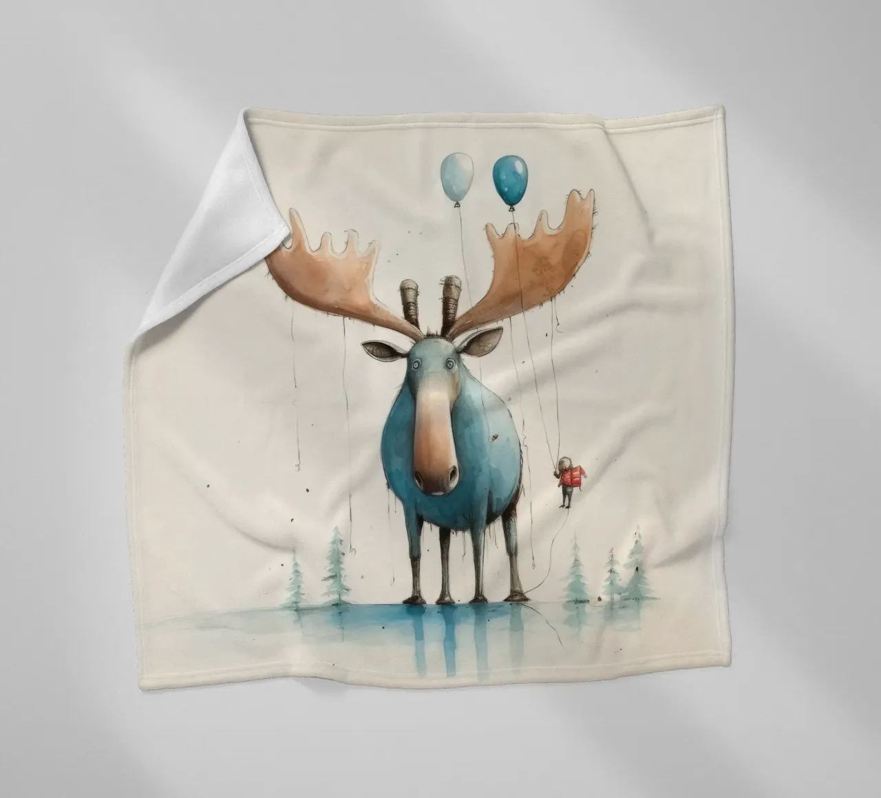 Alce Minimo 3 coperta in pile da Minimal Animal Art